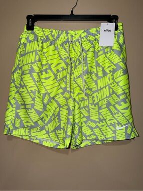Nike Swim Shorts Grey Green NESSG575-737 Men’s Size Medium